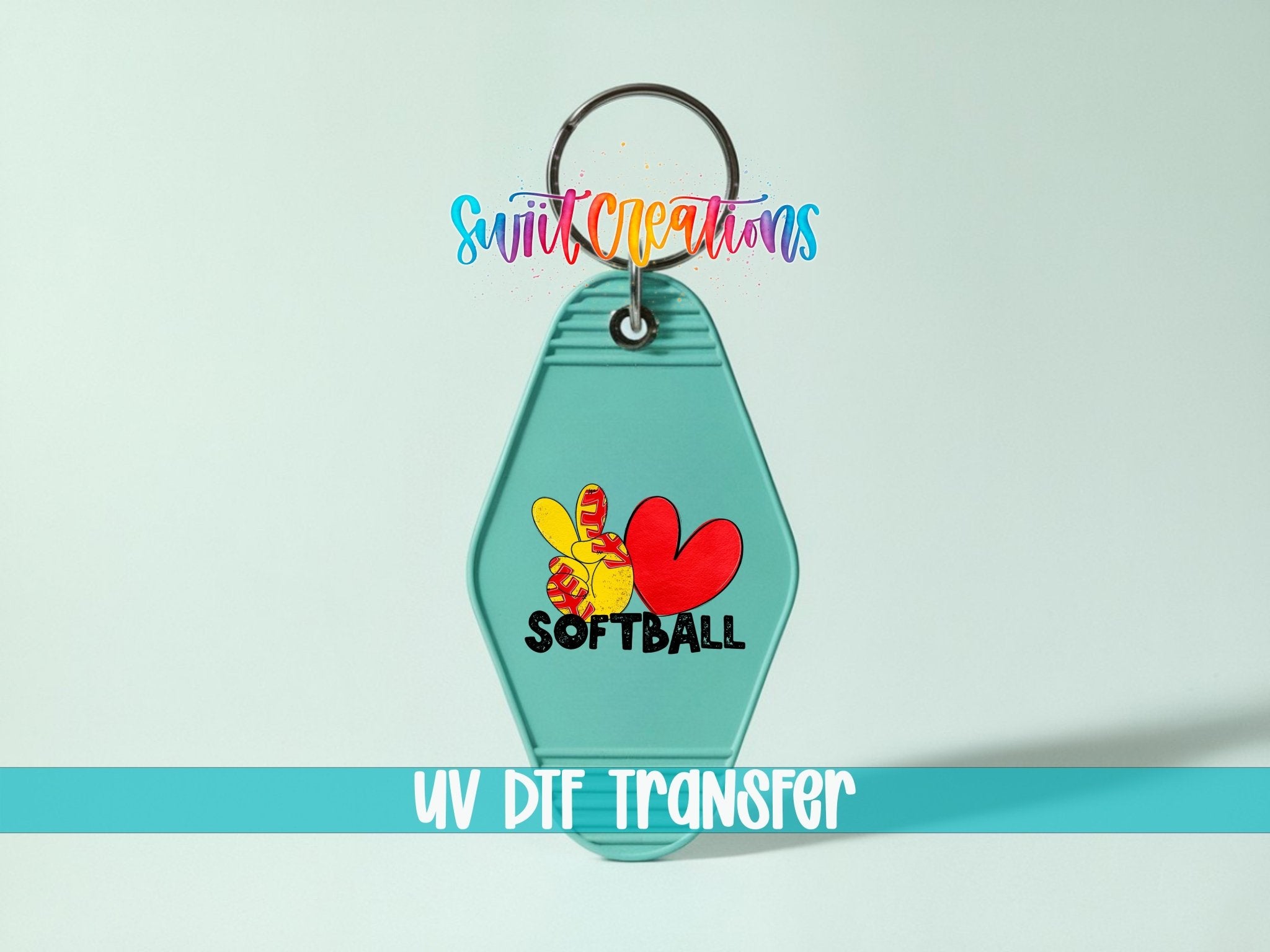 Peace Love Softball Motel Keychain UV DTF Transfer | Sports Fan Design | MK1551 - Swiit Creations