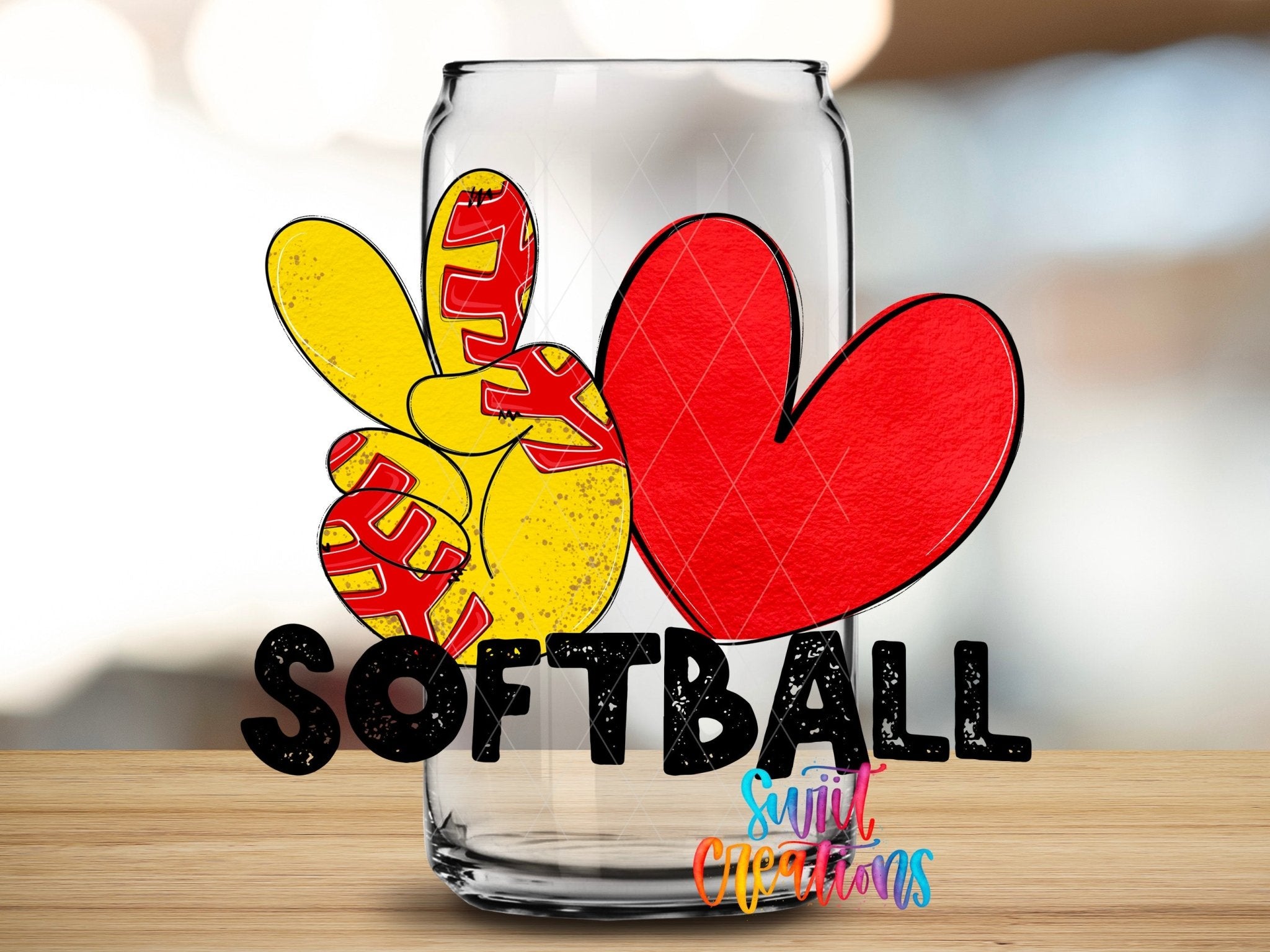 Peace Love Softball UV DTF Cup Decal | UV1551 - Swiit Creations