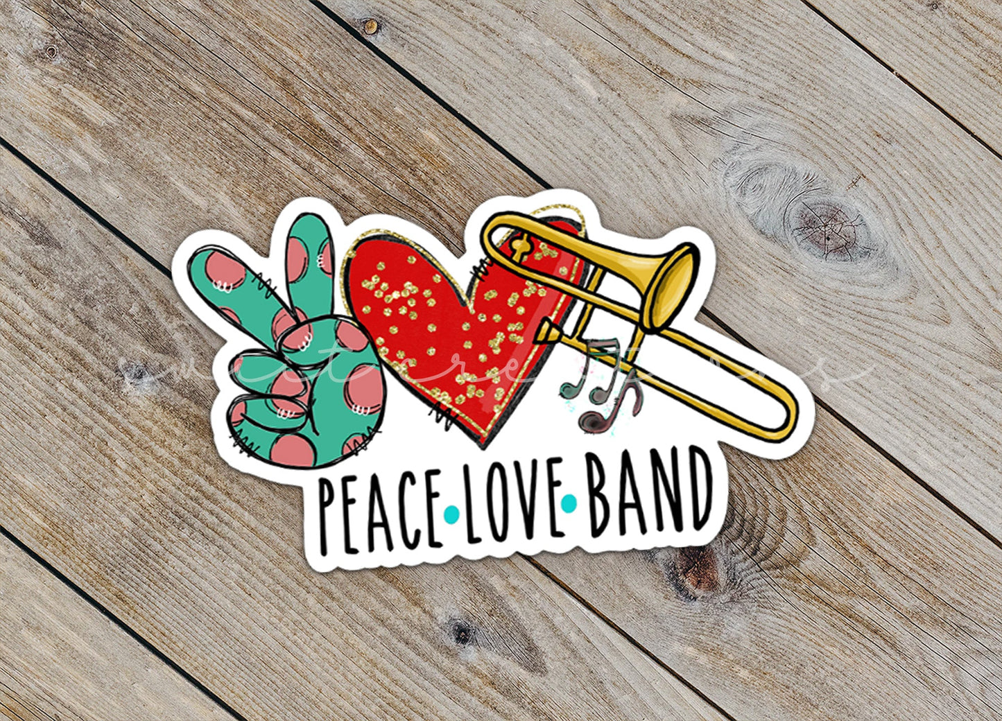 Peace Love Trombone Sticker SS310 - Swiit Creations