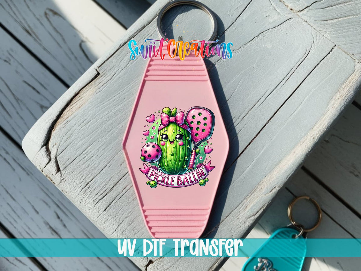Pickle Ballin Motel Keychain UV DTF Transfer | Cute Pickleball Design | MK1535 - Swiit Creations