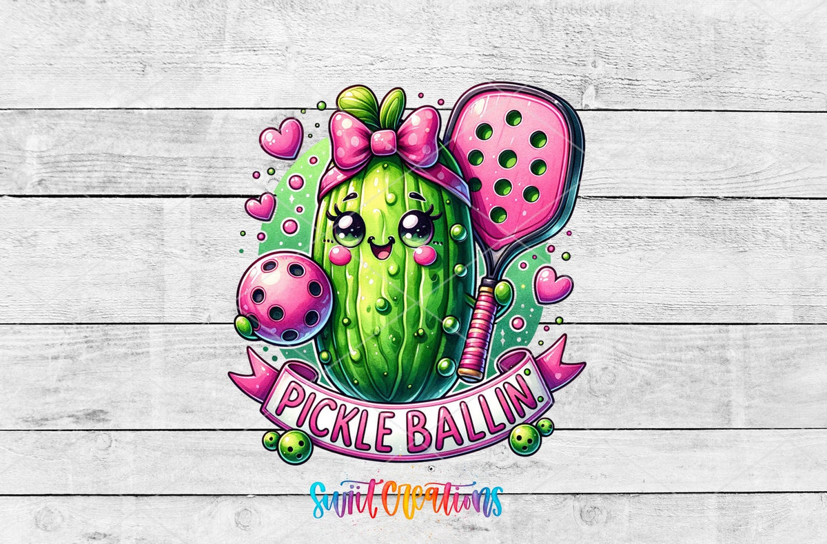 Pickle Ballin’ UV DTF Decal | Cute Pickleball Sports Wrap | UV1535 - Swiit Creations