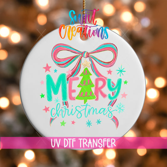 Ping and Green Merry Christmas UV DTF Ornament Transfer | O-1580 - Swiit Creations