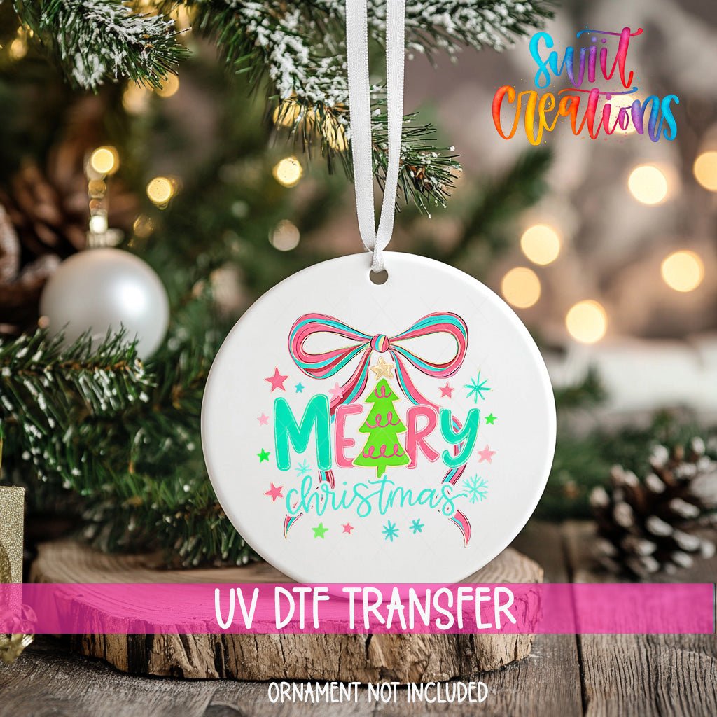 Ping and Green Merry Christmas UV DTF Ornament Transfer | O-1580 - Swiit Creations