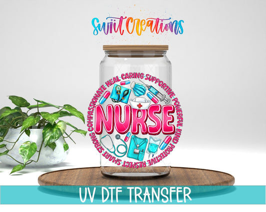 Pink and Blue Nurse UV DTF Cup Decal | UV1026 - Swiit Creations
