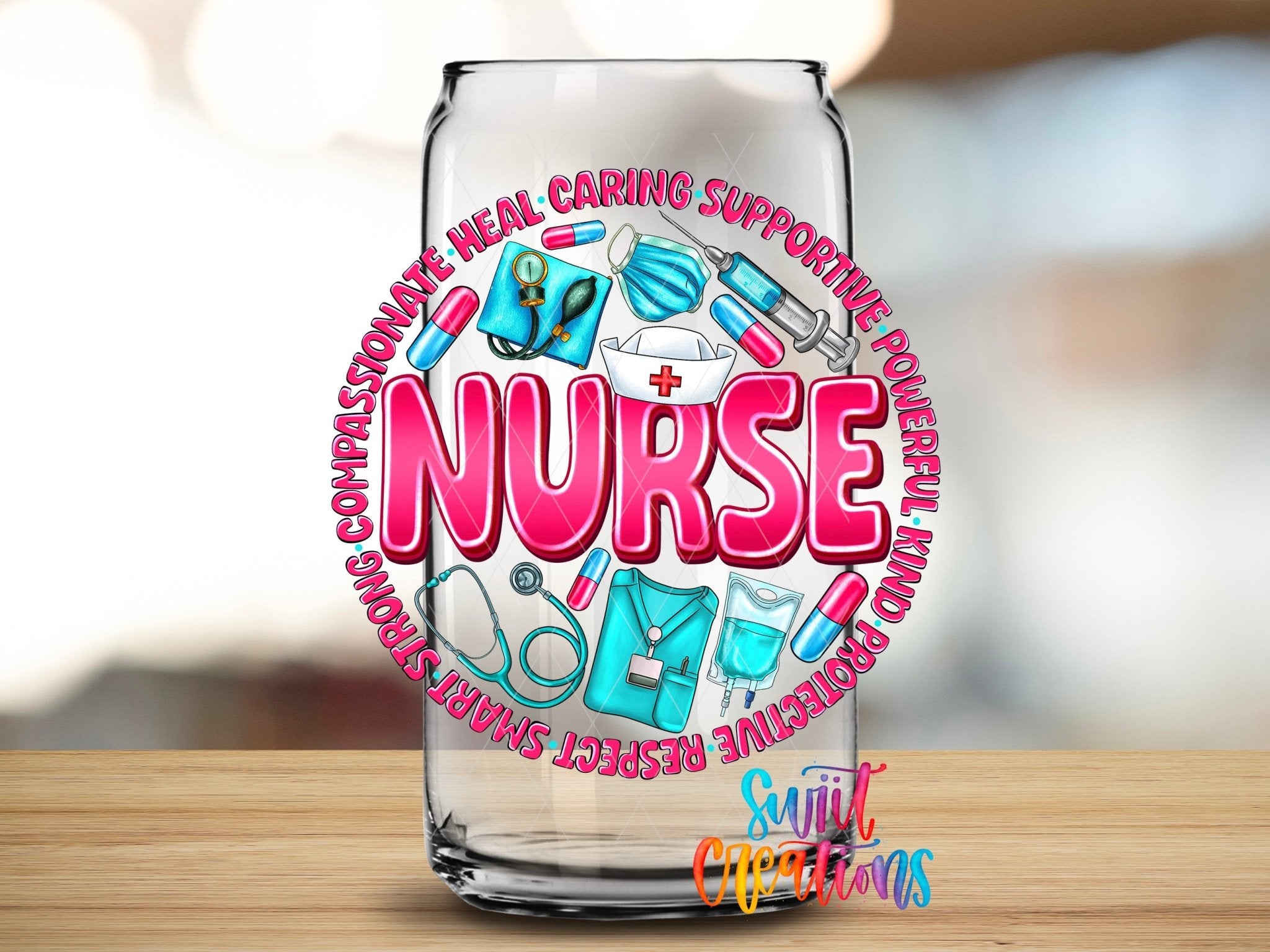 Pink and Blue Nurse UV DTF Cup Decal | UV1026 - Swiit Creations