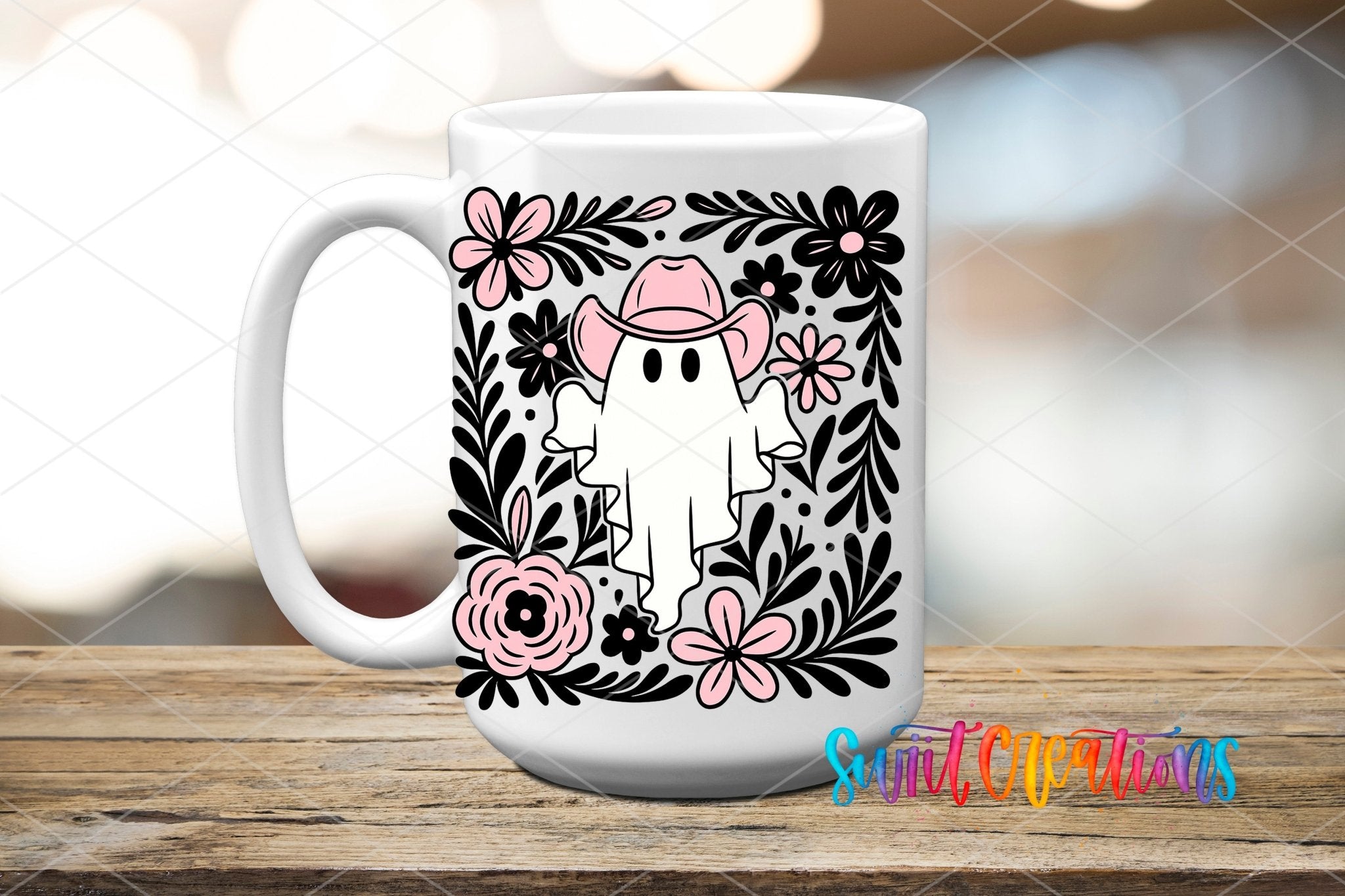 Pink Cowboy Ghost Floral UV DTF Cup Decal | UV1536 - Swiit Creations