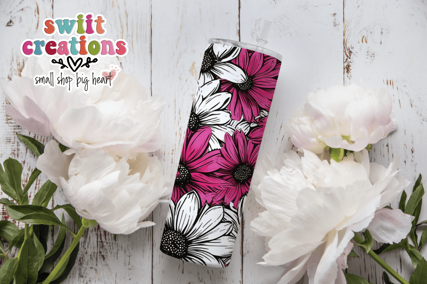 Pink Daisies Tumbler (T525) - Swiit Creations