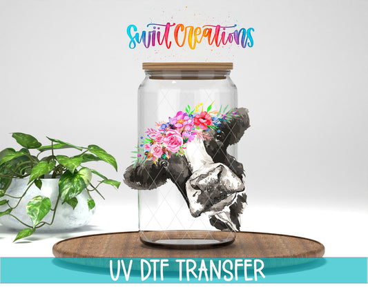 Pink Floral Cow UV DTF Cup Decal | UV613 - Swiit Creations