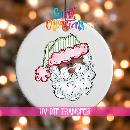 Pink Santa Christmas UV DTF Ornament Transfer | O-1529 - Swiit Creations