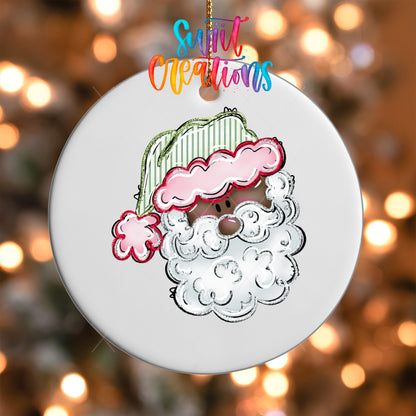 Pink Santa Christmas UV DTF Ornament Transfer | O-1529 - Swiit Creations