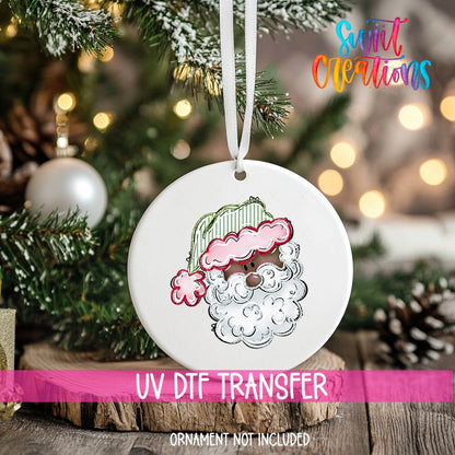 Pink Santa Christmas UV DTF Ornament Transfer | O-1529 - Swiit Creations