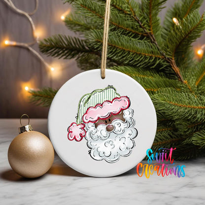 Pink Santa Christmas UV DTF Ornament Transfer | O-1529 - Swiit Creations