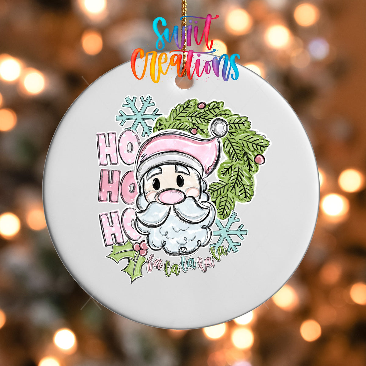 Pink Santa UV DTF Ornament Transfer | O-1734 - Swiit Creations