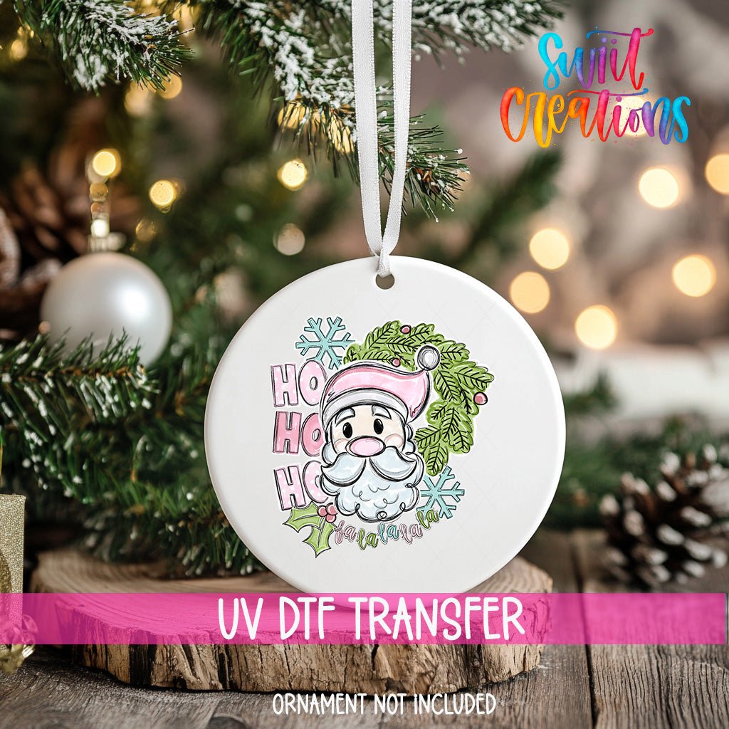 Pink Santa UV DTF Ornament Transfer | O-1734 - Swiit Creations
