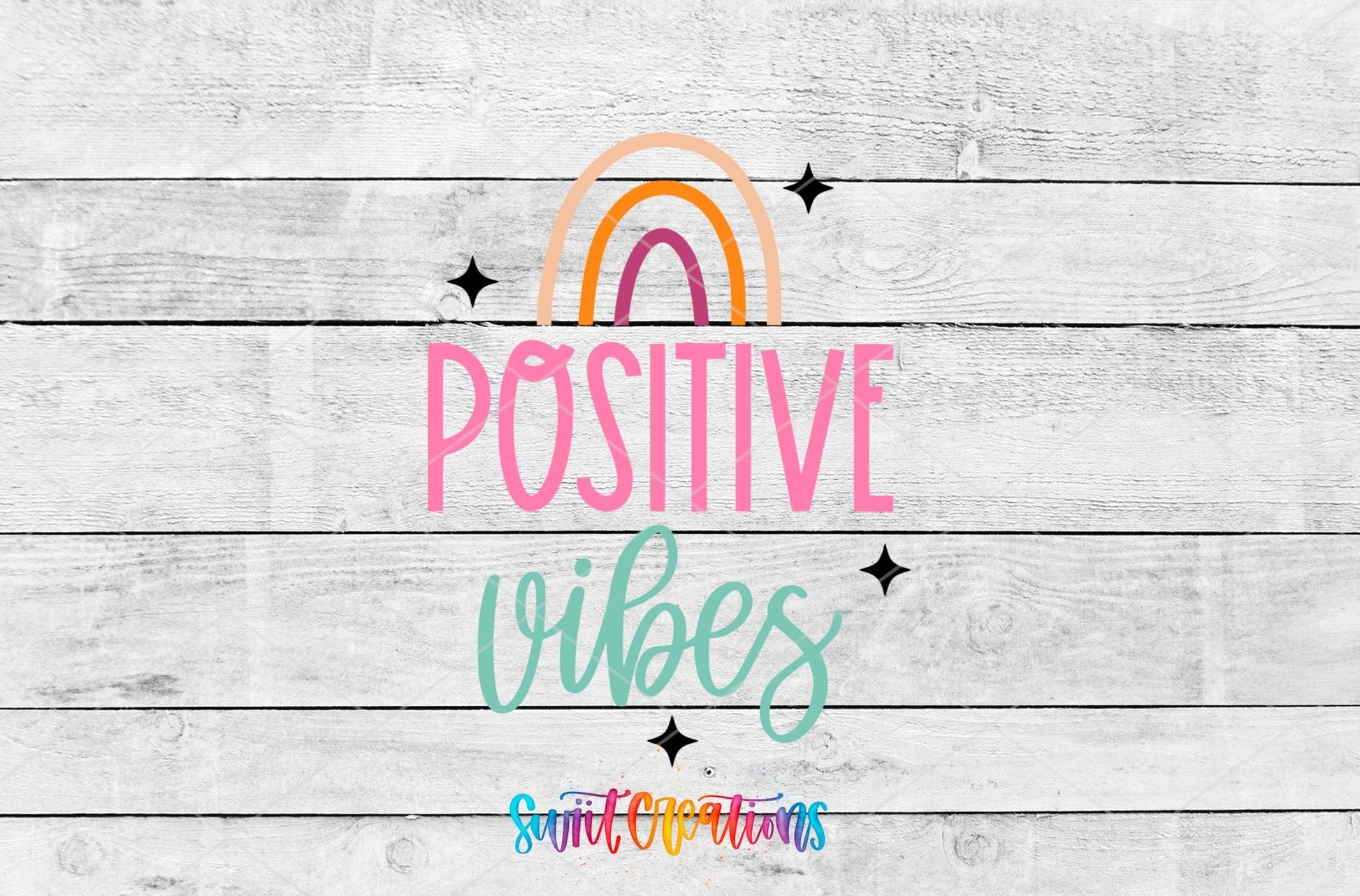 Positive Vibes Rainbow Motel Keychain UV DTF Transfer | Retro Boho Decal | MK2065 - Swiit Creations