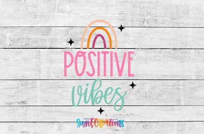 Positive Vibes Rainbow Motel Keychain UV DTF Transfer | Retro Boho Decal | MK2065 - Swiit Creations