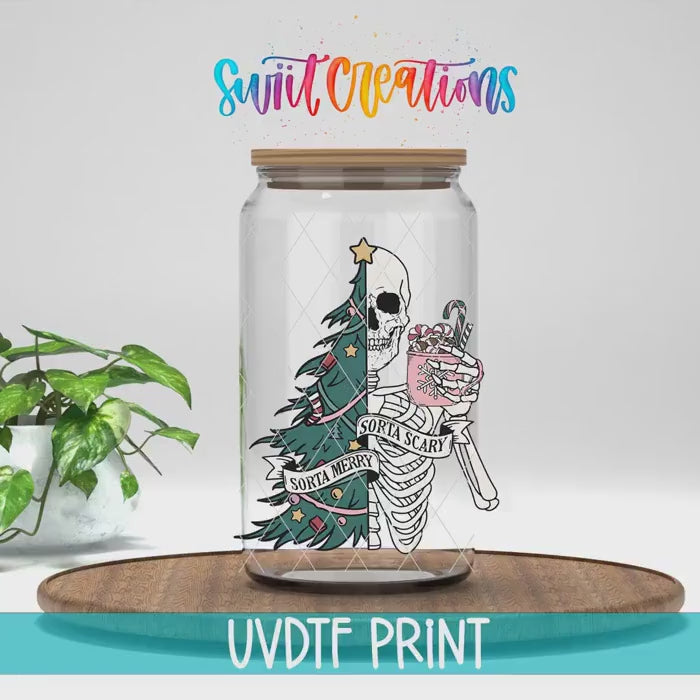 Video of the Sorta Merry Sorta Scary UV DTF transfer