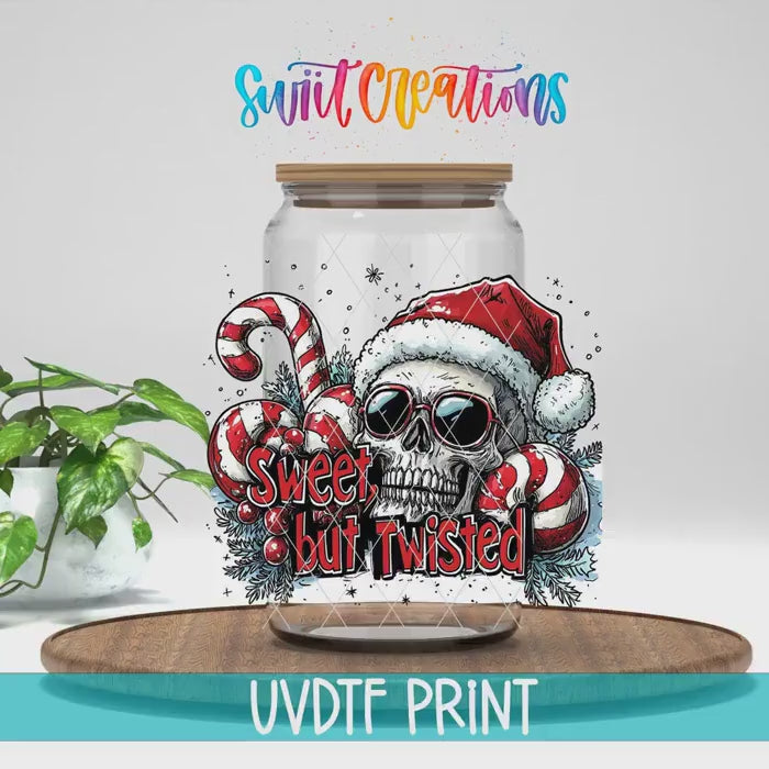 Video of the Sweet but Twisted UV DTF transfer
