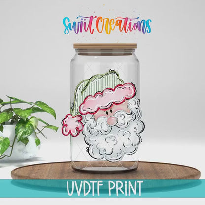 Video of the Pink Santa Face UV DTF transfer