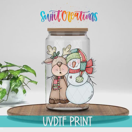Video of the Reindeer and Snowman UV DTF transfer