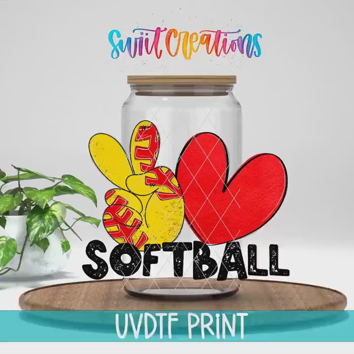 Video of the Peace Love Softball UV DTF transfer