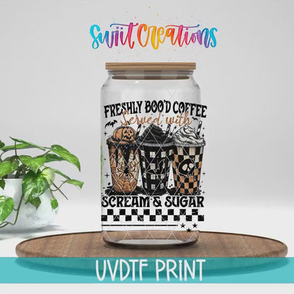 Video of the Freshly Boo'd Coffee UV DTF transfer