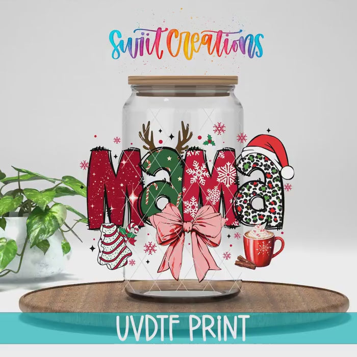 Video of the Christmas Mama UV DTF transfer