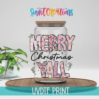 Video of the Merry Christmas Y'all UV DTF transfer