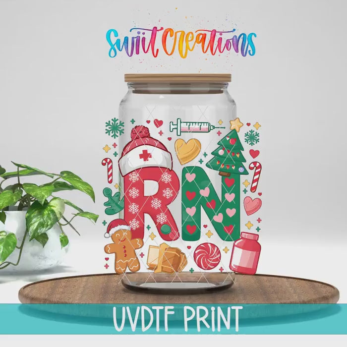Video of the RN Christmas Nurse UV DTF transfer