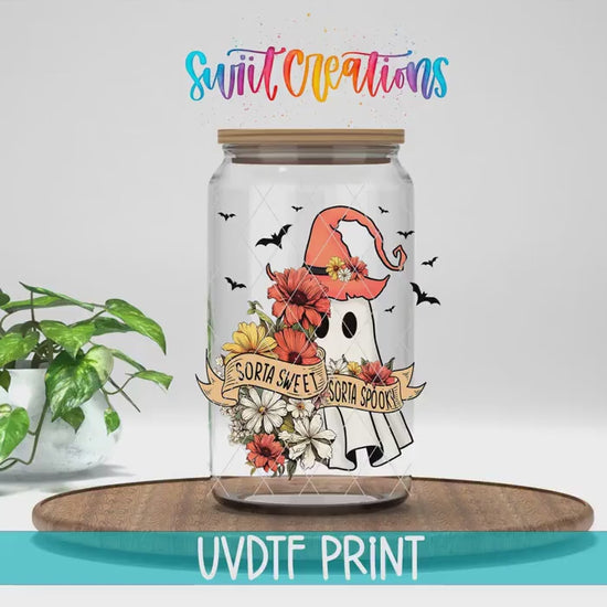 Video of the Sorta Sweet Sorta Spooky UV DTF transfer