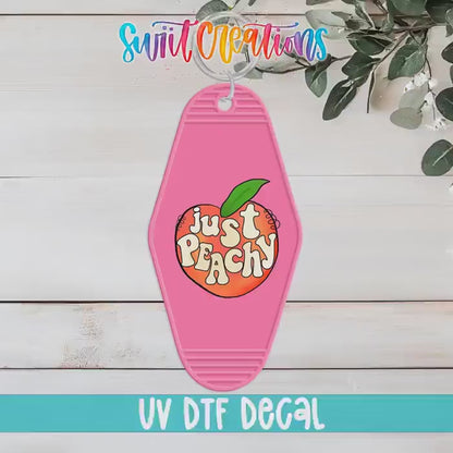 Just Peachy Motel Keychain UV DTF Transfer | Cute Retro Peach Design | MK810