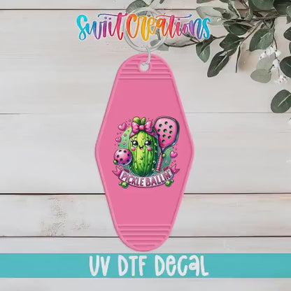 Pickle Ballin Motel Keychain UV DTF Transfer | Cute Pickleball Design | MK1535
