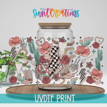 Video of the Retro Western Skull UV DTF full wrap