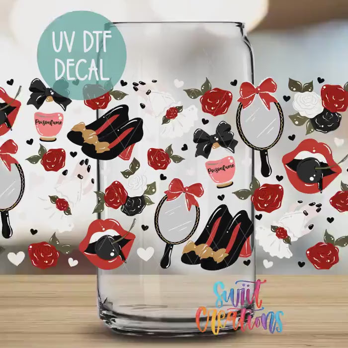Video of the Red Lips and Roses UV DTF full wrap