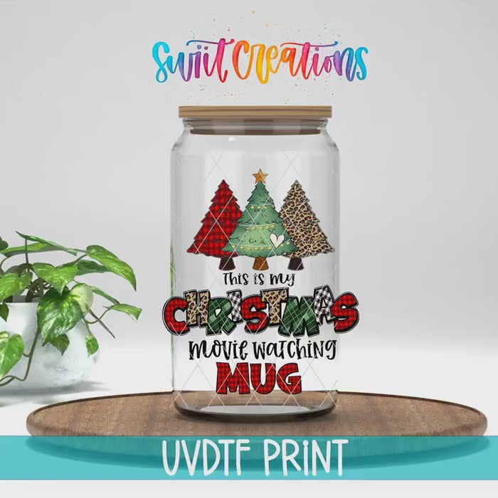 Video of the This Is My Christmas Movie Watching Mug UV DTF transfer
