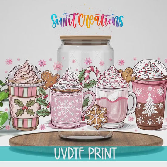 Video of the Pink Christmas Cocoa UV DTF full wrap