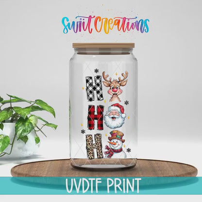 Video of the Ho Ho Ho Santa Reindeer Snowman UV DTF transfer