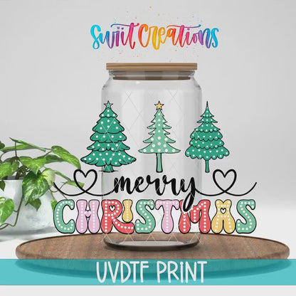 Video of the Merry Christmas Polka Dot Trees UV DTF full wrap