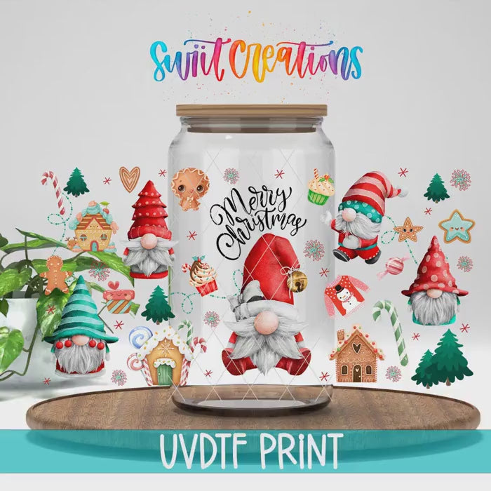 Video of the Merry Christmas Gnomes UV DTF full wrap
