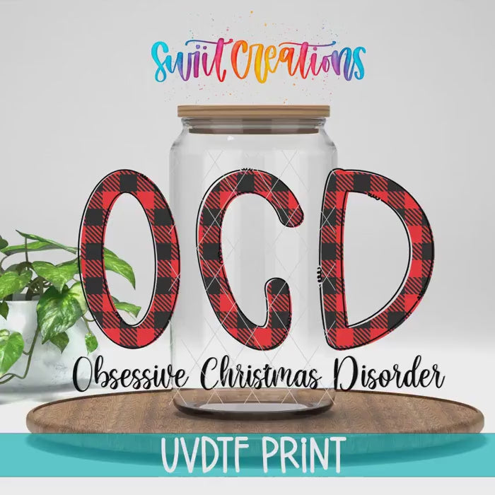 Video of the OCD Obsessive Christmas Disorder UV DTF transfer