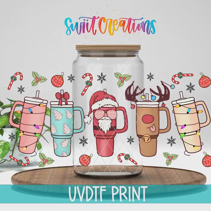 Video of the Christmas Tumblers UV DTF full wrap