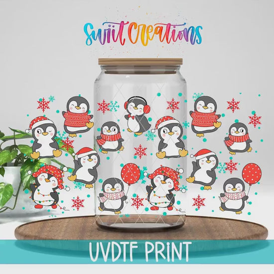 Video of the Christmas Penguins UV DTF full wrap