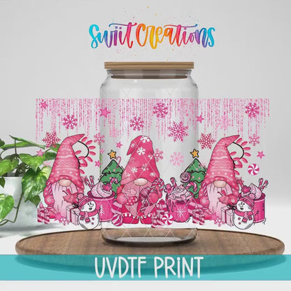Video of the Pink Christmas Gnomes UV DTF full wrap