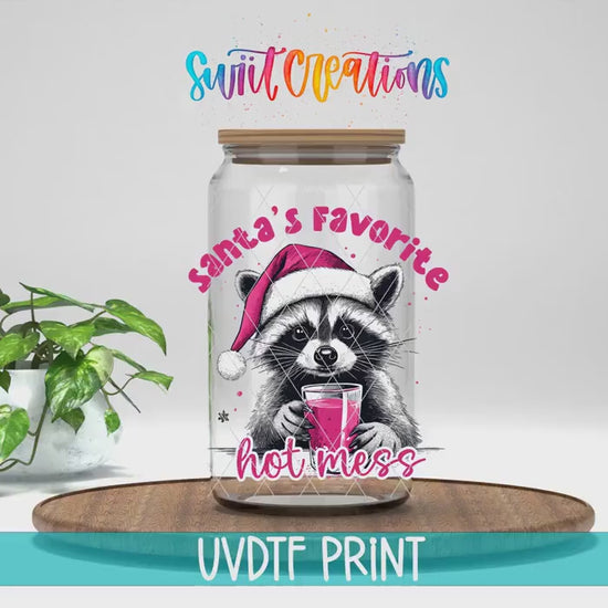 Video of the Santa's Favorite Hot Mess UV DTF transfer