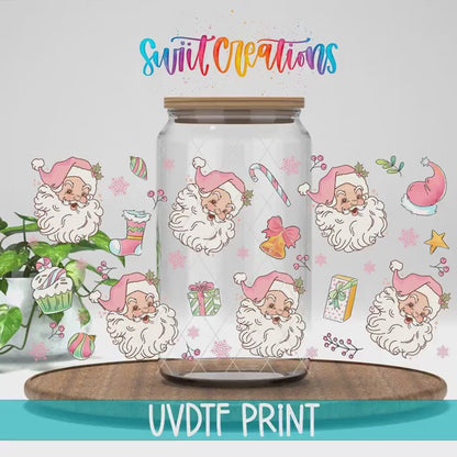 Video of the Pink Vintage Santa UV DTF full wrap