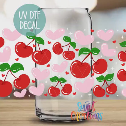 Video of the Pink Hearts and Cherries UV DTF full wrap