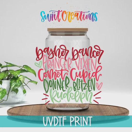 Video of the Reindeer Names UV DTF transfer