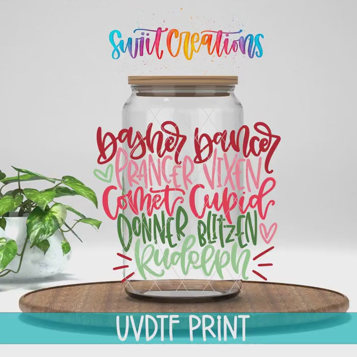 Video of the Reindeer Names UV DTF transfer