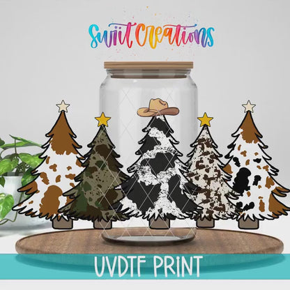 Video of the Cow Print Christmas Trees UV DTF full wrap