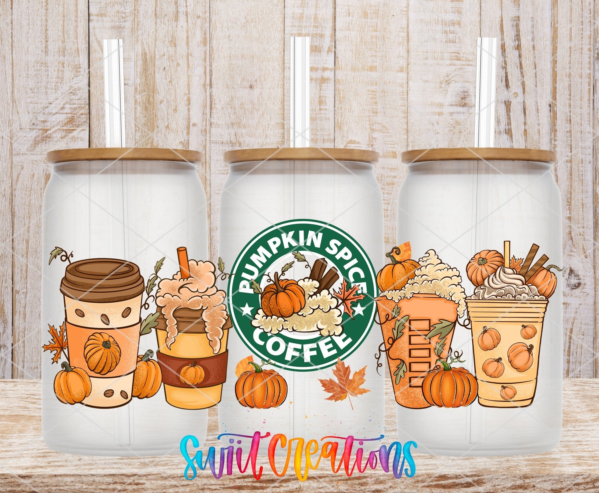 Pumpkin Spice Coffee Fall UV DTF Transfer Tumbler Wrap | DTF146 - Swiit Creations